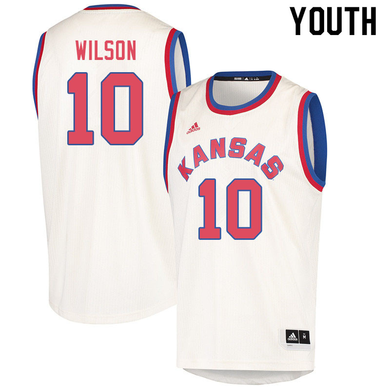 Youth #10 Jalen Wilson Kansas Jayhawks College Basketball Jerseys Sale-Cream